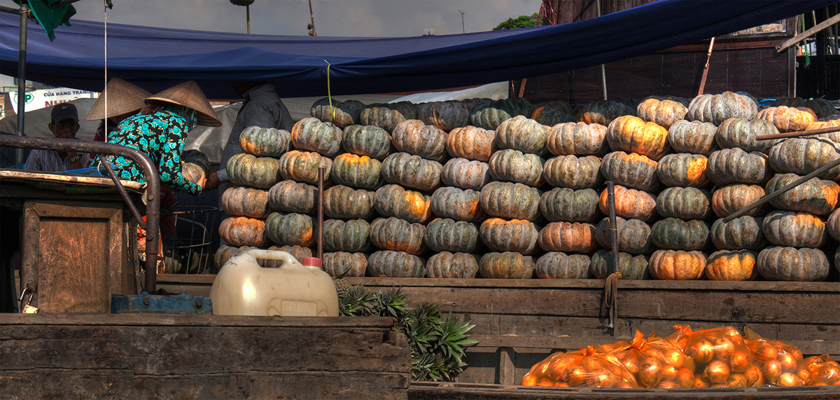 Calabazas en el mercado de Cai Rang